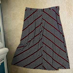 3X maxi navy, red, white striped skirt. Roz & Ali.